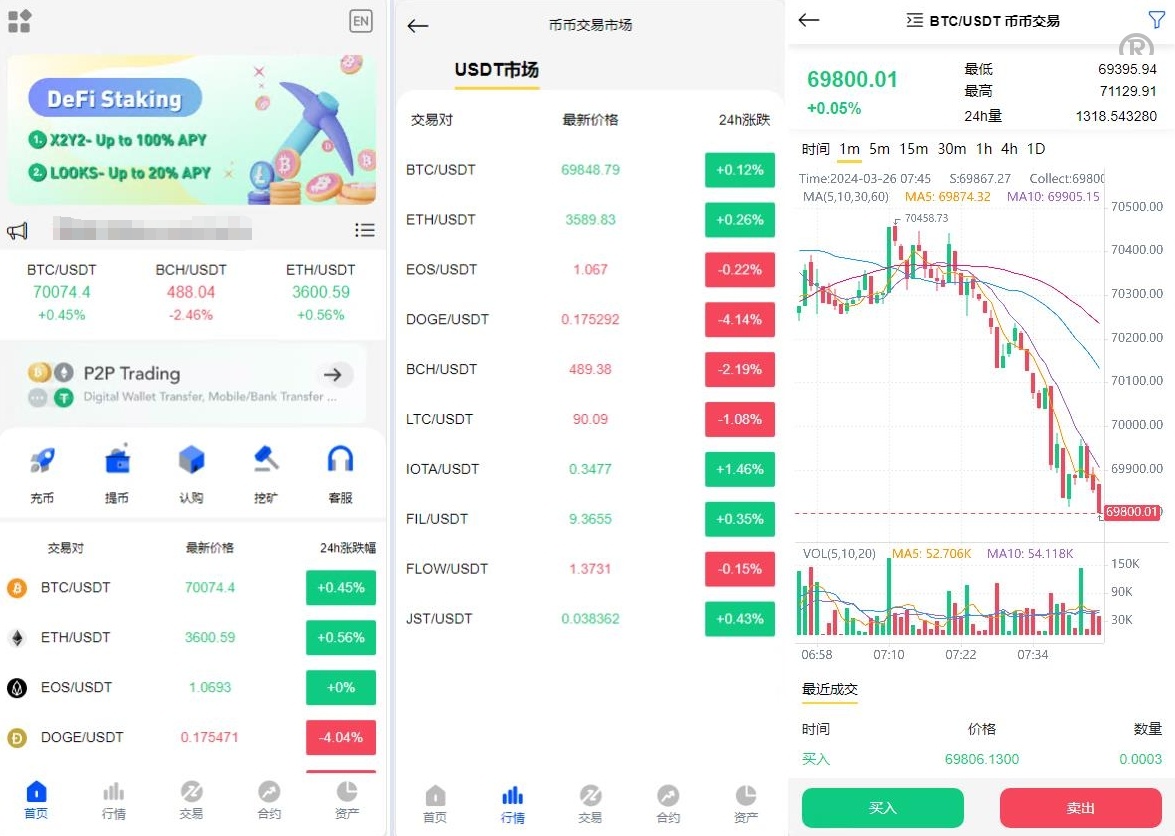 多国言区块链交易所/微盘时间盘挖矿秒合约/币币交易/新币认购
