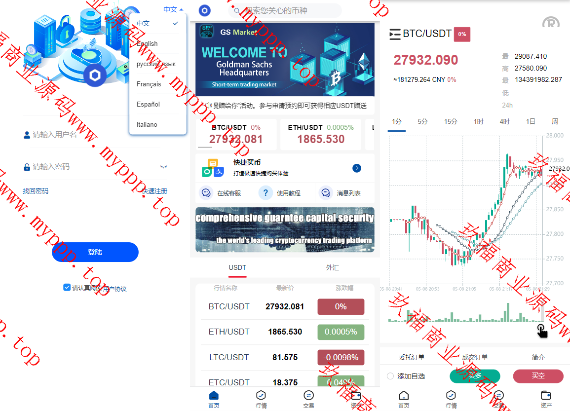 6国语言微盘/新版微交易所微盘系统/外汇期货贵金属虚拟币微盘源码下载