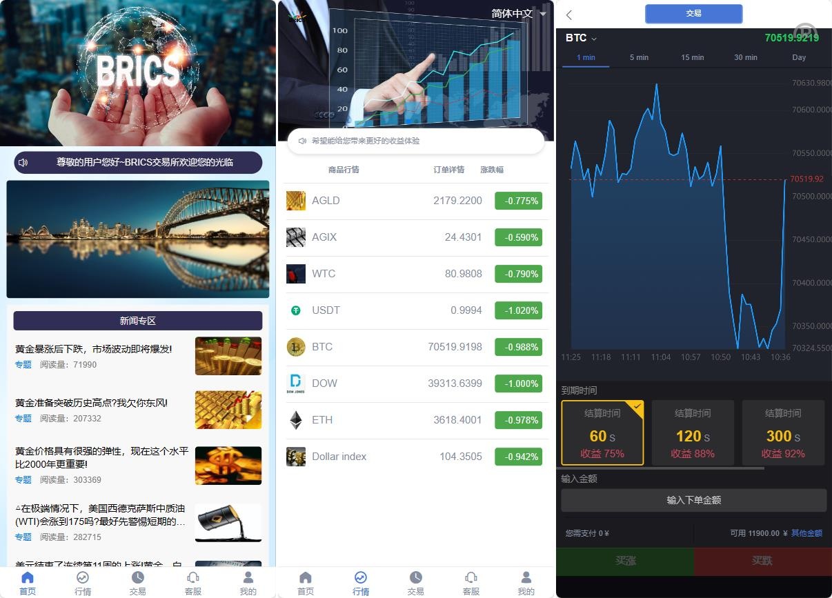 全新UI多国言微盘秒合约优化修复版/虚拟货币交易/余利宝理财