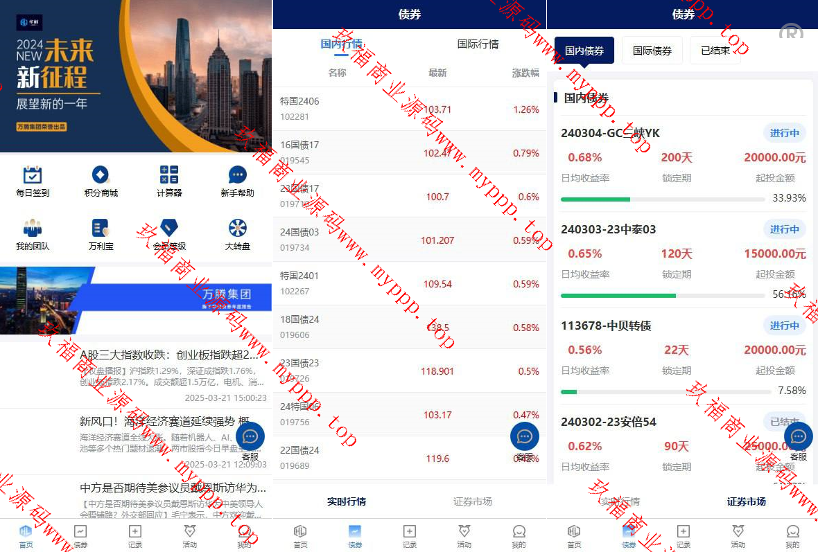 亲测新款源码股票债券投资理财系统